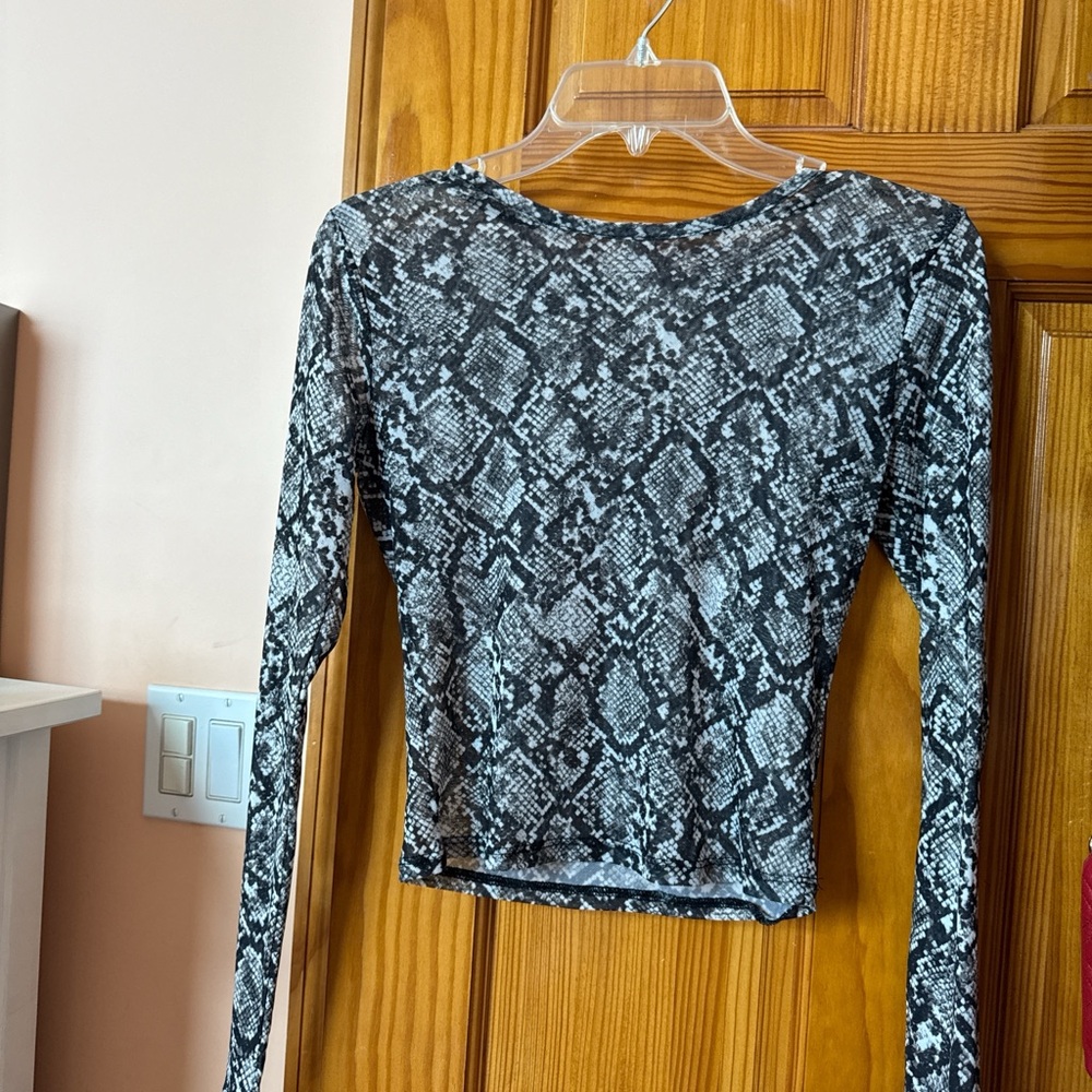 Garage Black and Gray Snake Print Long Sleeve Top